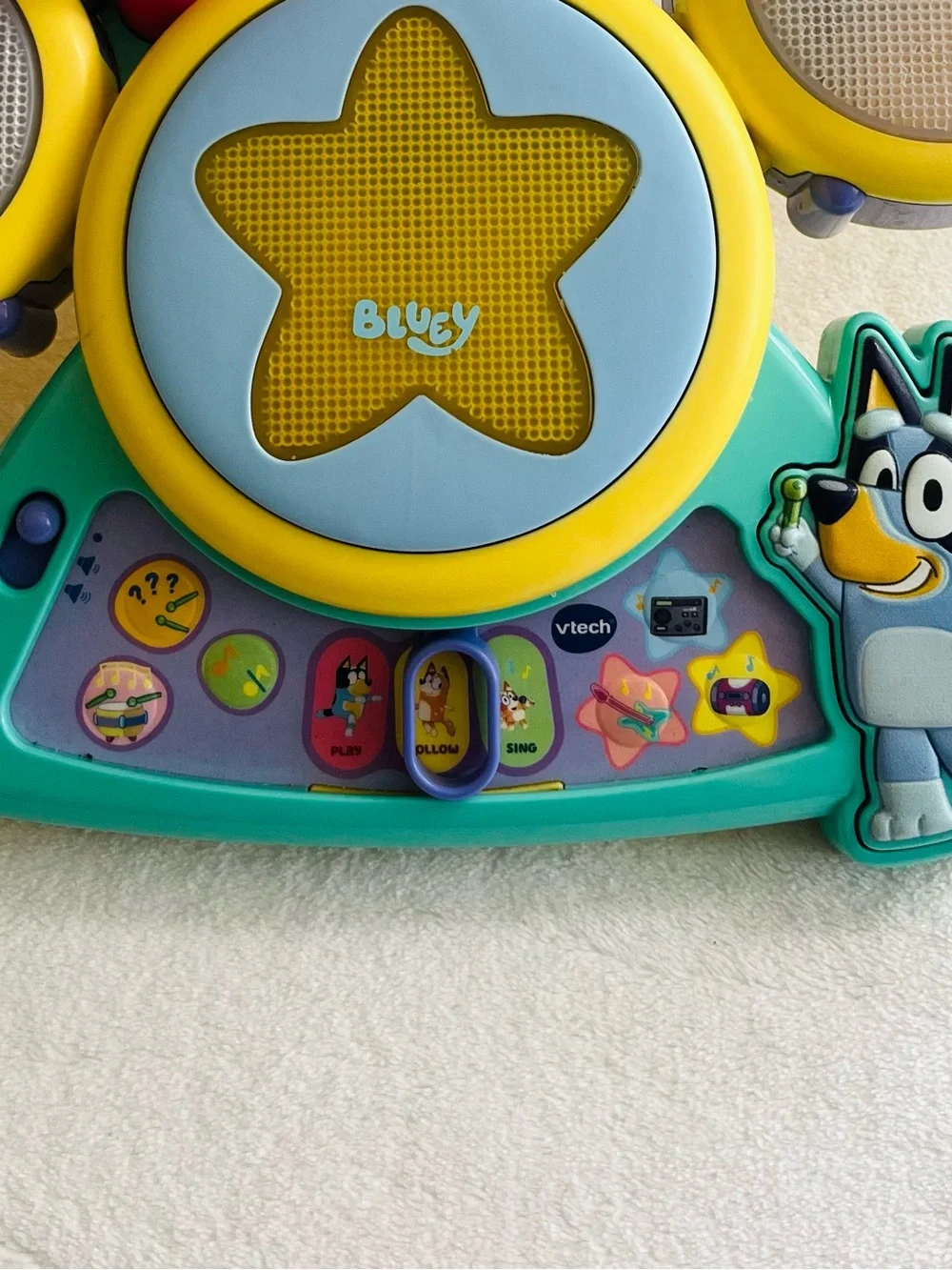 Bluey Musical Drum Set Toy - Yellow/Blue/Teal